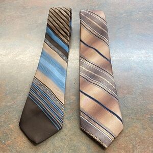 Sophisticated Striped Tie Set - Blue and Brown